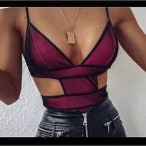 Tiger Mist NWT pink and black bodysuit with cut outs